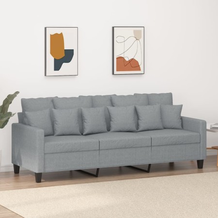 Divano a 3 Posti Grigio Chiaro 180 cm in Tessuto