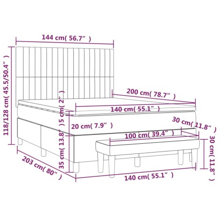 Giroletto a Molle con Materasso Grigio Scuro 140x200cm Tessuto