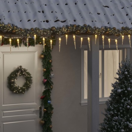 Luci Natale a Ghiacciolo 40pz Bianco Caldo Acrilico Telecomando