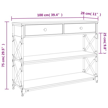 Tavolo Consolle Rovere Sonoma 100x28x75 cm in Legno Multistrato