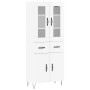 Credenza Bianco Lucido 69,5x34x180 cm in Legno Multistrato