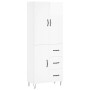 Credenza Bianco Lucido 69,5x34x180 cm in Legno Multistrato