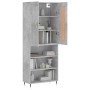 Credenza Grigio Cemento 69,5x34x180 cm in Legno Multistrato