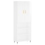 Credenza Bianco Lucido 69,5x34x180 cm in Legno Multistrato