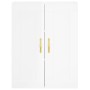 Credenza Bianco Lucido 69,5x34x180 cm in Legno Multistrato