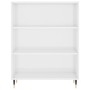 Credenza Bianco Lucido 69,5x34x180 cm in Legno Multistrato