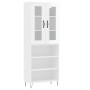 Credenza Bianco Lucido 69,5x34x180 cm in Legno Multistrato