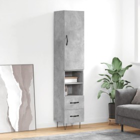 Credenza Grigio Cemento 34,5x34x180 cm in Legno Multistrato