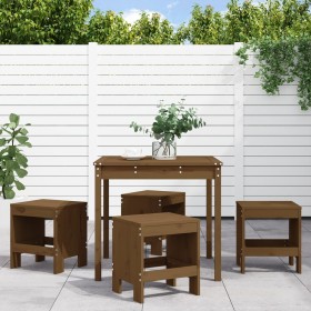 Set da Pranzo da Giardino 5 pz Miele in Legno Massello di Pino