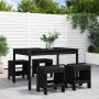 Set da Pranzo per Giardino 5pz Nero in Legno Massello di Pino