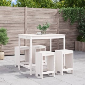 Set Bar da Giardino 5 pz Bianco in Legno Massello di Pino