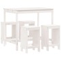 Set Bar da Giardino 5 pz Bianco in Legno Massello di Pino