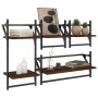 Set Mensole Parete con Aste 4pz Rovere Marrone in Multistrato