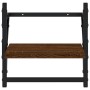 Set Mensole Parete con Aste 4pz Rovere Marrone in Multistrato