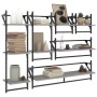 Set Mensole Parete con Aste 6pz Grigio Sonoma Legno Multistrato