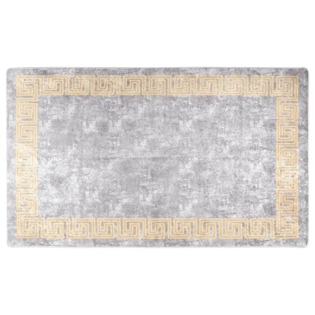 Tappeto Lavabile Grigio e Oro 120x170 cm Antiscivolo