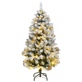 Albero Natale Incernierato con 150 LED e Palline 150 cm