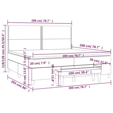 Giroletto a Molle con Materasso Grigio Scuro 200x200 cm Tessuto