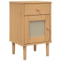 Comodino SENJA Aspetto Rattan Marrone 40x35x65 cm in Legno Pino