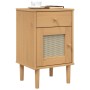 Comodino SENJA Aspetto Rattan Marrone 40x35x65 cm in Legno Pino