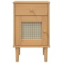 Comodino SENJA Aspetto Rattan Marrone 40x35x65 cm in Legno Pino