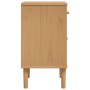 Comodino SENJA Aspetto Rattan Marrone 40x35x65 cm in Legno Pino