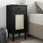 Credenza SENJA Aspetto Rattan Nero 40x35x80 cm Massello di Pino