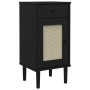 Credenza SENJA Aspetto Rattan Nero 40x35x80 cm Massello di Pino