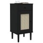 Credenza SENJA Aspetto Rattan Nero 40x35x80 cm Massello di Pino