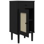 Credenza SENJA Aspetto Rattan Nero 40x35x80 cm Massello di Pino