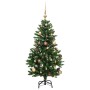 Albero Natale Incernierato con 150 LED e Palline 120 cm