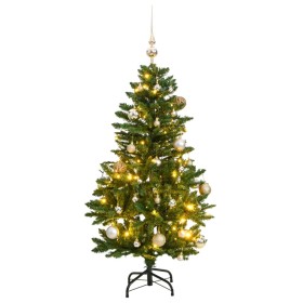 Albero Natale Incernierato con 150 LED e Palline 120 cm