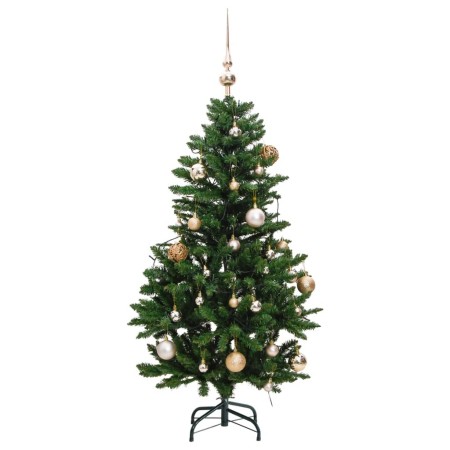 Albero Natale Incernierato con 150 LED e Palline 120 cm