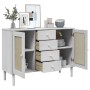 Credenza SENJA Aspetto Rattan Bianco 112x40x80 cm Massello Pino