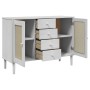 Credenza SENJA Aspetto Rattan Bianco 112x40x80 cm Massello Pino