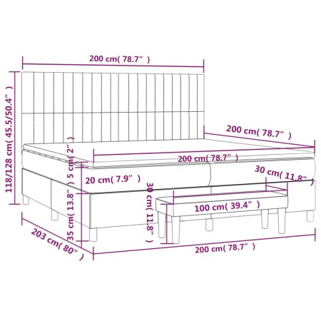 Giroletto a Molle con Materasso Nero 200x200 cm in Tessuto