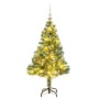 Albero Natale Artificiale 150 LED Palline e Neve Fioccata 120cm