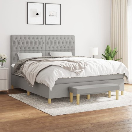 Giroletto a Molle con Materasso Grigio Chiaro180x200 cm Tessuto