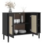 Credenza SENJA Aspetto Rattan Nero 112x40x80 cm Massello Pino