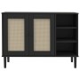 Credenza SENJA Aspetto Rattan Nero 112x40x80 cm Massello Pino