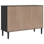 Credenza SENJA Aspetto Rattan Nero 112x40x80 cm Massello Pino