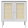 Credenza SENJA Aspetto Rattan Bianco 80x35x80 cm Massello Pino