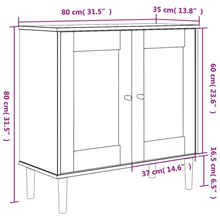 Credenza SENJA Aspetto Rattan Bianco 80x35x80 cm Massello Pino