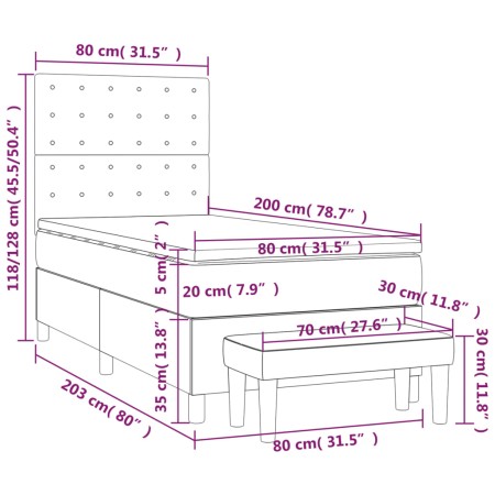 Giroletto a Molle con Materasso Grigio Scuro 80x200 cm Tessuto