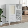 Credenza SENJA Aspetto Rattan Bianco 90x40x112cm Massello Pino