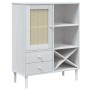 Credenza SENJA Aspetto Rattan Bianco 90x40x112cm Massello Pino