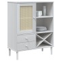 Credenza SENJA Aspetto Rattan Bianco 90x40x112cm Massello Pino