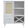 Credenza SENJA Aspetto Rattan Bianco 90x40x112cm Massello Pino