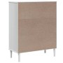 Credenza SENJA Aspetto Rattan Bianco 90x40x112cm Massello Pino