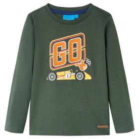 Maglietta da Bambino a Maniche Lunghe Verde Scuro 104